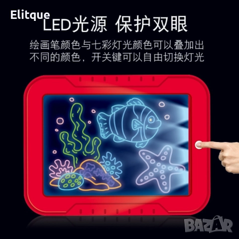 Светещ таблет за рисуване Magic Sketch Pad / 1 х Таблет/ 3 х Двустранни неонови писалки/ 1 х Гъба за, снимка 17 - Образователни игри - 52888806