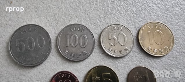  Южна Корея. 1, 5, 10, 10, 50 ,100 и 500 вона. 7 бройки., снимка 2 - Нумизматика и бонистика - 44461760