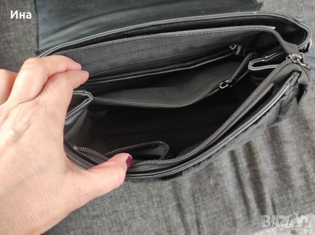 Черна дамска чанта с еко пух, снимка 6 - Чанти - 36203762