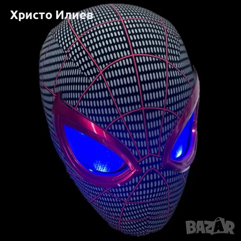 Електронна маска на спайдърмен Spiderman 3D версия  с мигащи очи светлини управление с пръстен, снимка 9 - Други стоки за дома - 47423018