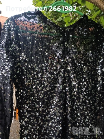 Официална черна рокля с пайети , снимка 3 - Рокли - 50827554