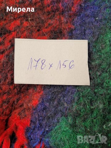 Одеало,покривка за легло от мохер и вълна,шарено одеало,винтидж излъчване ( 178 ×156см), снимка 5 - Олекотени завивки и одеяла - 39417956