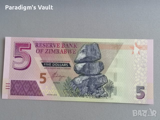 Банкнота - Зимбабве - 5 долара UNC | 2019г.