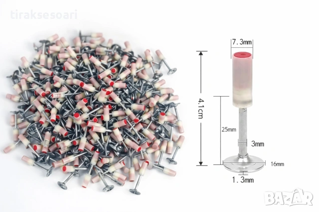 Ръчен пистолет за пирони KRAFTROYAL + 100 броя за бетон, метал и дърво, снимка 2 - Други инструменти - 53024381
