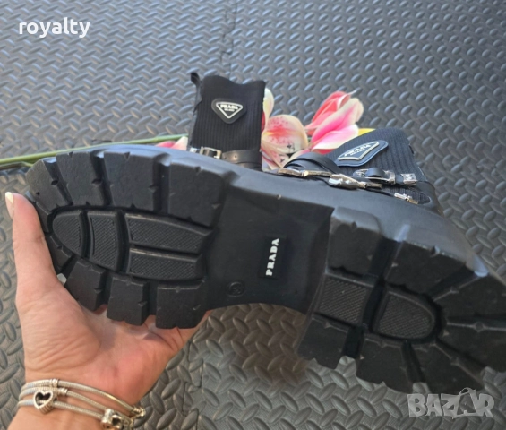 PRAD🅰️ Дамски Стилни Черни Боти , снимка 5 - Дамски боти - 52232052