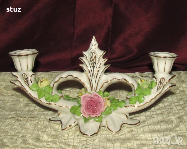 Порцеланов двоен свещник Dresden, снимка 2 - Декорация за дома - 52921094