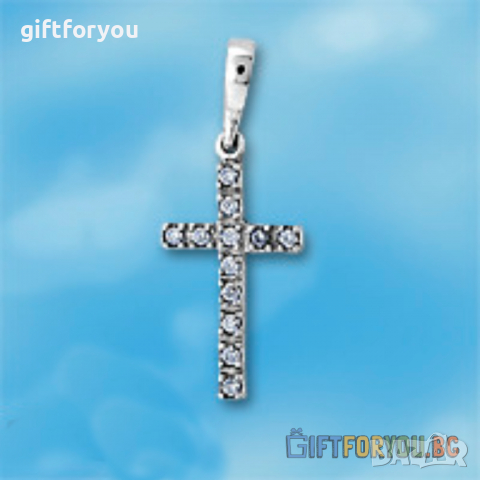 Сребърна Висулка за Колие Кръст с Камъни Цирконий Сребро 925 Подарък Медальон Подарък за Коледа