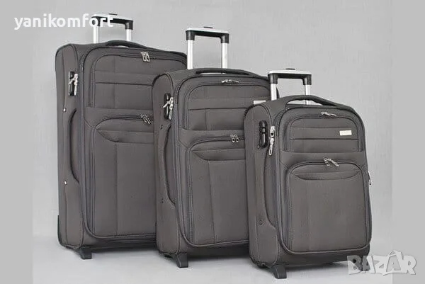 Комплект текстилни куфари 3 в 1 (20", 24", 28") с вградени колела, снимка 5 - Куфари - 56200234