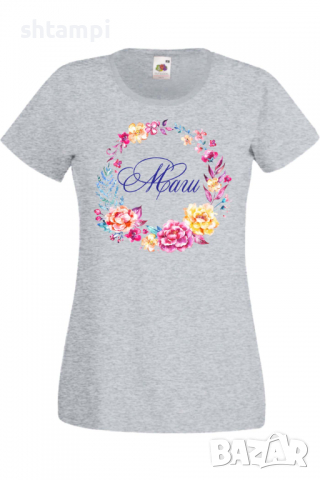 Дамска тениска Маги венец Имен ден Подарък,Изненада,Празник,Цветница, снимка 3 - Тениски - 36443347