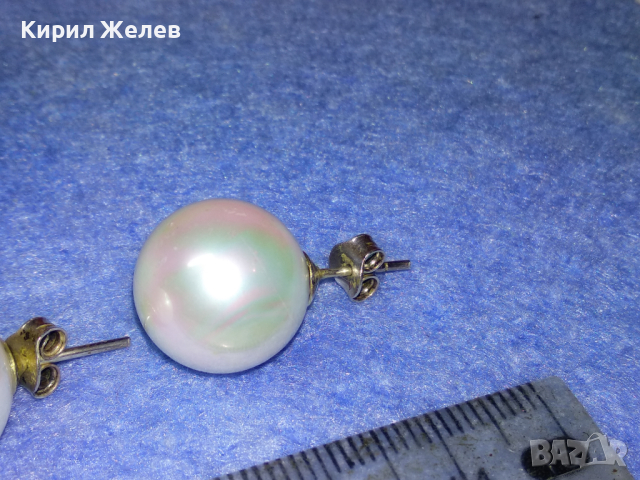 ПРЕКРАСНИ ПЕРЛЕНИ СРЕБЪРНИ ОБЕЦИ СРЕБРО 925 с ГОЛЯМА ИСТИНСКА КУЛТИВИРАНА ЯПОНСКА ПЕРЛА 43762, снимка 8 - Обеци - 44661761