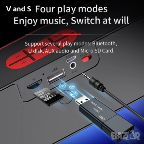 Преносима Bluetooth колонка ,акумулаторни високоговорители, черни,с фм радио стерео и субуфер, снимка 3 - Тонколони - 51054983