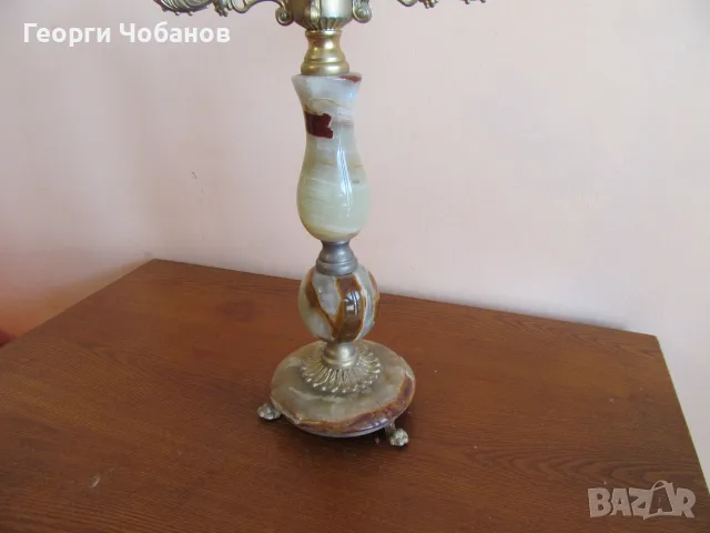 свещник от оникс и месинг, снимка 4 - Свещи и свещници (декоративни) - 55962947