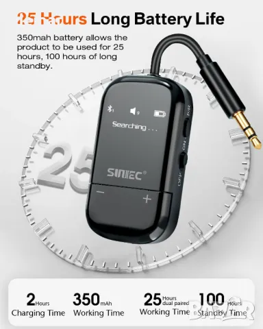 SUNITEC самолетен Bluetooth 5.3 адаптер за споделяне на аудио към 2 слушалки, снимка 5 - Друга електроника - 49793637