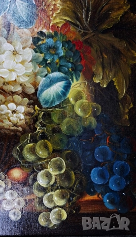 Картина - натюрморт с цветя с дървена рамка, снимка 4 - Картини - 52353144