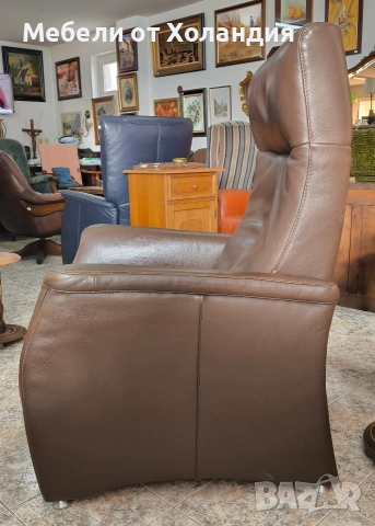 Голямо релакс кресло с естествена кожа, снимка 4 - Дивани и мека мебел - 53381909