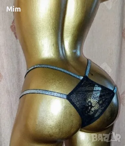 L/XL Черна дантелена полупрашка с двоен брокатен ластик , снимка 3 - Бельо - 47769174