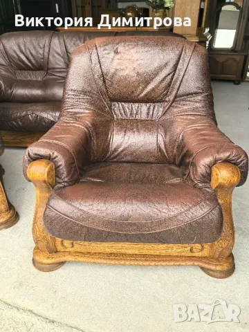 Комплект: Триместен диван + 2 фотьойла , снимка 13 - Дивани и мека мебел - 49691067