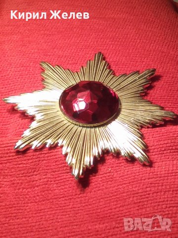 ОГРОМНА РЕТРО ВИНТИДЖ ПОЗЛАТЕНА СТАРА БРОШКА ЗНАЧКА с БЛЕСТЯЩ ФАСЕТИРАН ЦВЕТЕН КРИСТАЛ 30870