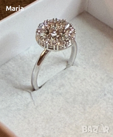 Дамски пръстен бяло злато и диаманти, снимка 4 - Пръстени - 52470815