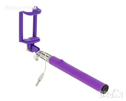 Ръчен кабелен компактен селфи стик за смартфон. Черно-розово, лилаво, снимка 2 - Селфи стикове, аксесоари - 48456681