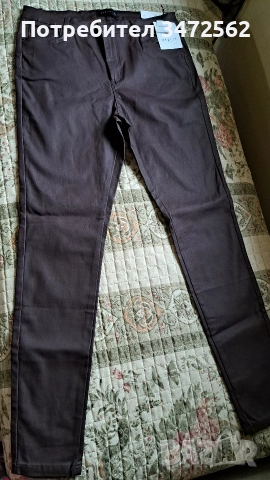 Дамски панталон-еко кожа, цвят бордо