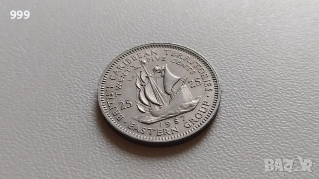 25 цента 1957 Източни Кариби