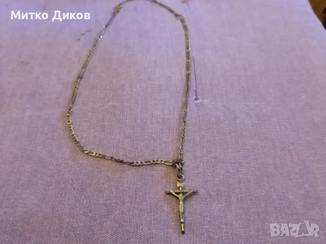 Сребърно кръстче разпъването на Христос проба 925