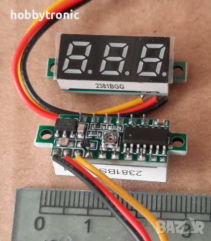 Волтметър 0.28", 0.36" зелен/жълт/червен, 5-30V, 0-100V, снимка 4 - Друга електроника - 39063943