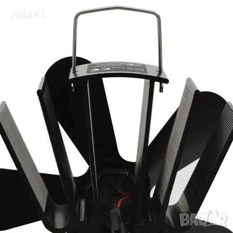 vidaXL Вентилатор за печка за топъл въздух, 5 перки, черен, снимка 7 - Вентилатори - 56147719
