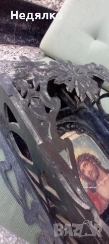 Стар иконостас,триптих,дърворезба,1934г., снимка 6 - Други ценни предмети - 51344374