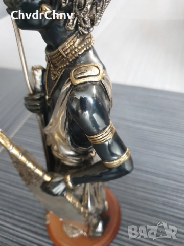 CIARTE Blackmoor статуетка посребрен резин 39см/италианска фигура на негър-войн/злато-сребро 925, снимка 8 - Статуетки - 52897142