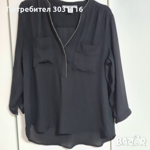 Черна блуза/риза, размер М, снимка 1 - Блузи с дълъг ръкав и пуловери - 41335195