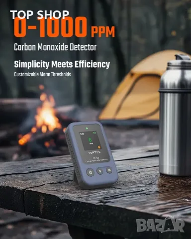 TOPTES OT-139 Преносим детектор за въглероден окис, звукови и визуални сигнали, 0-1000ppm - син, снимка 5 - Други стоки за дома - 49965670