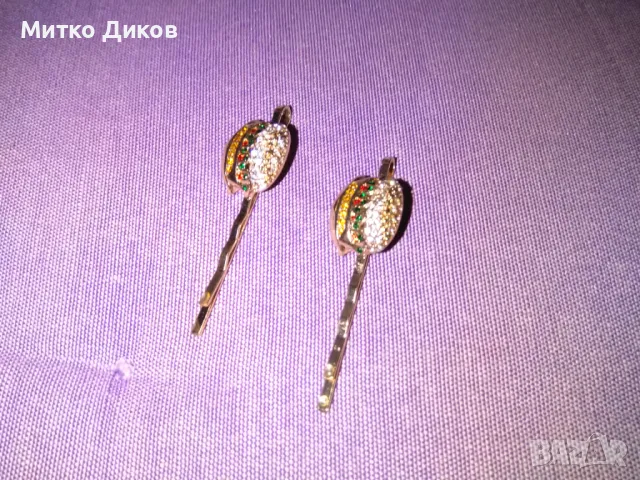  Луксозна фиба за коса елегантен дизайн с камъчета 5 броя, снимка 2 - Аксесоари за коса - 50257892