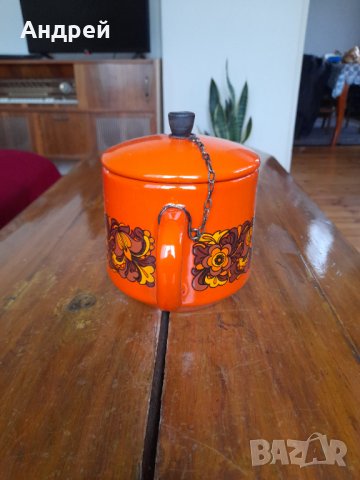 Стар емайлиран чайник #33, снимка 4 - Антикварни и старинни предмети - 34447920