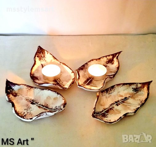 Декоративни #свещници  - #чинийки! Ръчна изработка!, снимка 3 - Декорация за дома - 34236013