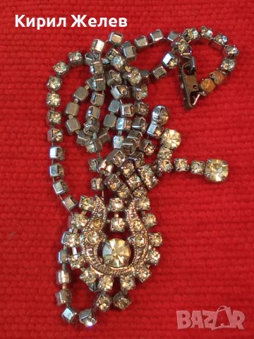 ПОСРЕБРЕНА АР НУВО ВИНТИДЖ ОГЪРЛИЦА КОЛИЕ с ИСКРЯЩИ ЮВЕЛИРНО ФАСЕТИРАНИ БОХЕМСКИ КРИСТАЛИ 99887, снимка 2 - Колиета, медальони, синджири - 37685841