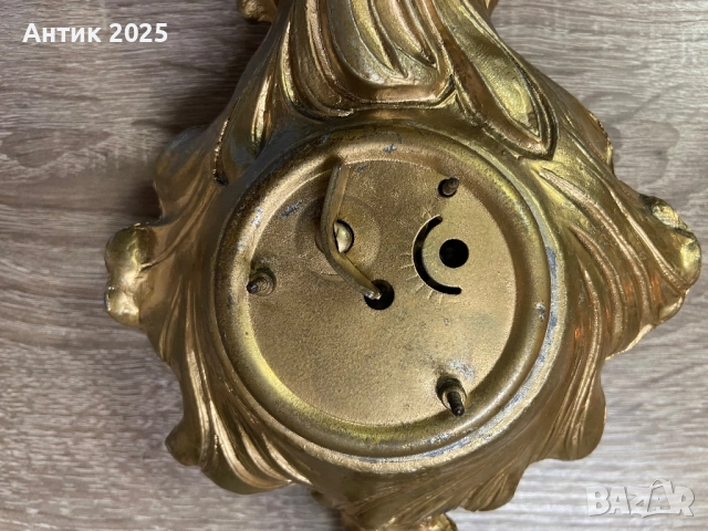 Винтидж часовник с фигура на путти (амур), механичен, работещ, бронз/месинг, снимка 7 - Антикварни и старинни предмети - 52854712