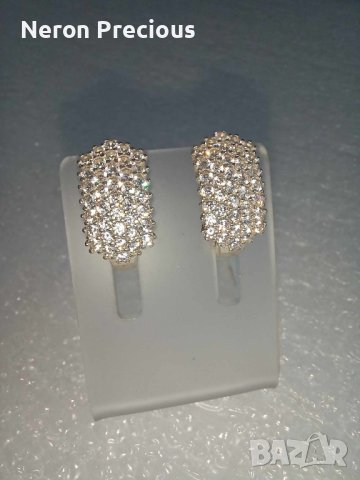 Сребърни обеци с много камъни, снимка 1