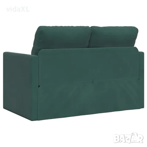 vidaXL Подов разтегателен диван 2-в-1 тъмнозелен 122x204x55 см кадифе, снимка 7 - Дивани и мека мебел - 56147274