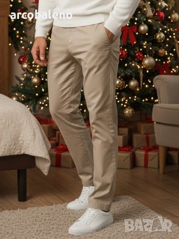 Мъжки бежови панталони , снимка 2 - Панталони - 53037569