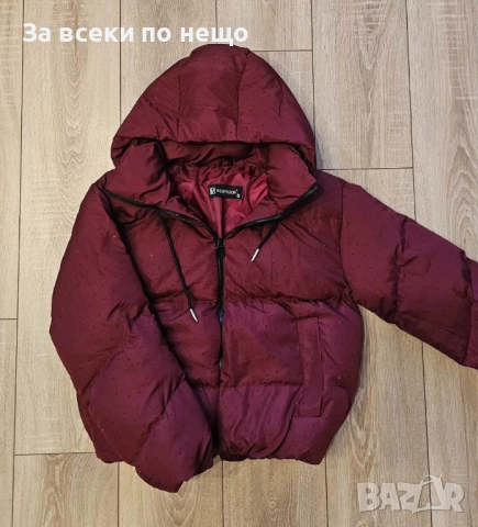 Дамско Зимно Яке С Качулка И Блестящи Камъчета - 3 Налични Цвята Код S205, снимка 3 - Якета - 52419263