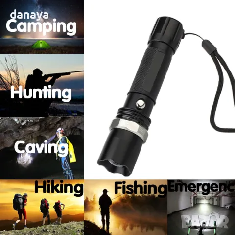 1165 Мощен led фенер ZOOM презареждаем 3 режима на светене SOS, снимка 11 - Друга електроника - 47952191