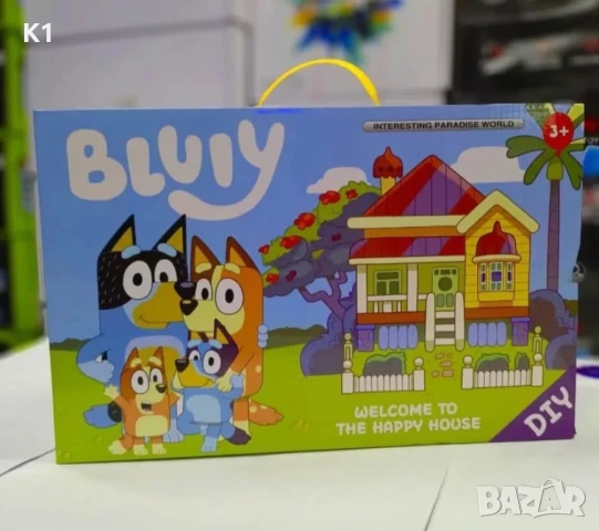 Къща за игра Блуи и Бинго Bluey, с LED светлина и герои, Bluey and Bingo