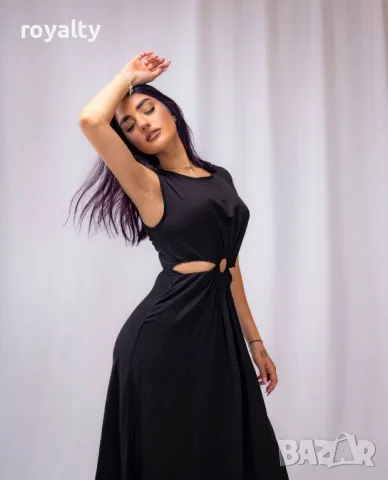 Стилна черна дамска рокля , снимка 5 - Рокли - 50375337