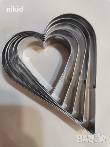 5 размера издължени сърца сърце метални резци резец форми сладки тесто фондан, снимка 2 - Форми - 35834615