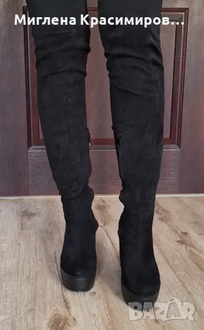 Велурени ботуши, снимка 2 - Дамски ботуши - 48269866