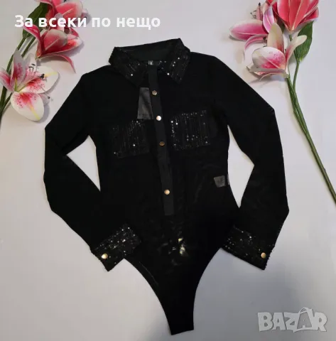 Дамско боди с дълъг ръкав - Различни цветове, снимка 2 - Корсети, бюстиета, топове - 48226567