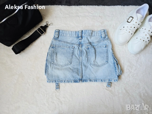 Bershka дамска къса дънкова пола , снимка 8 - Поли - 51134022