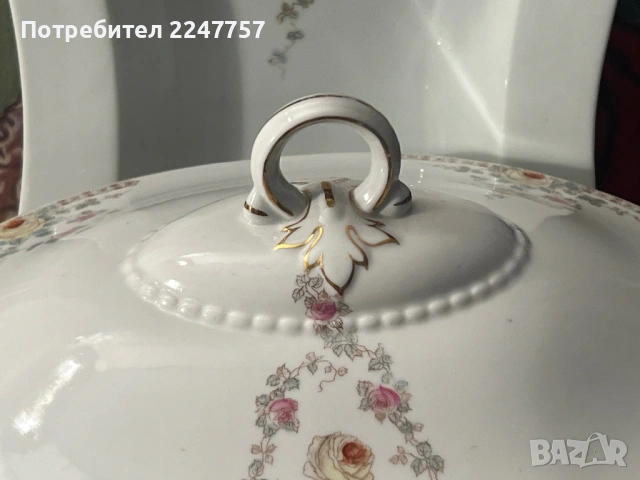 Античен супник с купа порцелан, снимка 3 - Антикварни и старинни предмети - 53301691